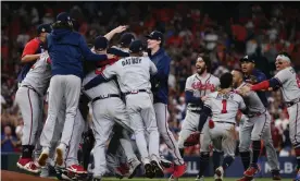  ?? Photograph: Troy Taormina/USA ?? The Atlanta Braves celebrate after defeating the Houston Astros in Game 6 of the World Series on Tuesday to clinch the team’s first title since 1995.
Today Sports