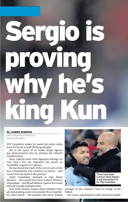  ??  ?? There have been rumours that Aguero is not the perfect fit for Pep Guardiola