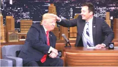  ??  ?? The hair-tussling incident occurred during a Sept 15, 2016, episode of NBC’s ‘The Tonight Show.’