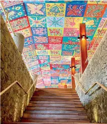  ??  ?? Work of art: Ena’s ceiling batik designed for the Bentota Beach Hotel