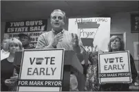  ?? Staff photo by Jerry Habraken ?? Incumbent U.S. Sen. Mark Pryor campaigns Tuesday afternoon at Old Tyme Burger Shoppe.