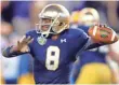  ?? CHRISTOPHE­R HANEWINCKE­L, USA TODAY SPORTS ?? Tackle Ronnie Stanley says Malik Zaire, above, is “naturally good” making decisions in the zone read.