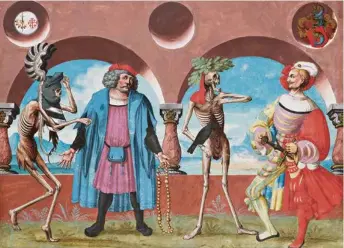  ?? (HISTORISCH­ES MUSEUM BERN/CHRISTINE MOHR) ?? Peter Falck dans la Danse macabre du cimetière du couvent des dominicain­s de Berne (1516-1519), de Niklaus Manuel, détruite; copie d’Albrecht Kauw (1649).