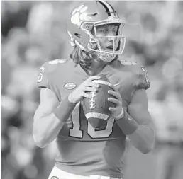  ?? RICHARD SHIRO/AP ?? Clemson quarterbac­k Trevor Lawrence will test the Florida State defense Saturday.