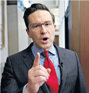  ?? ?? Geek chic: Poilievre is a clever young person in glasses who understand­s economics – not a bad look at present