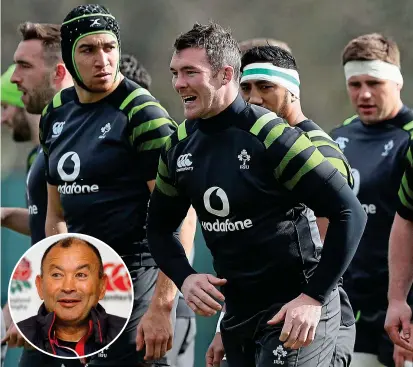  ??  ?? Bigmouth strikes again: Peter O’Mahony (main) brushed aside Eddie Jones’ (inset) comments