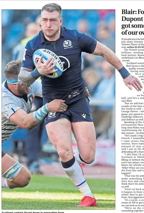  ??  ?? Scotland captain Stuart Hogg in marauding form