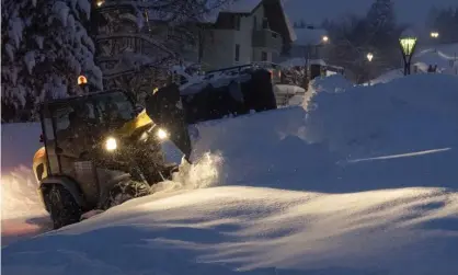  ??  ?? Snow being moved near the St Anton resort in Tyrol, where Australian teenager Max Meyer was killed during an avalanche. Photograph: JoeKlamar/AFP