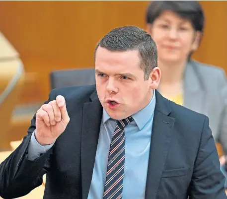  ??  ?? Scottish Conservati­ve leader Douglas Ross said the government’s focus should be on Covid recovery.