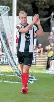  ?? ?? Sam Barratt applauds the supporters at York Road. Photo: Darren Woolley