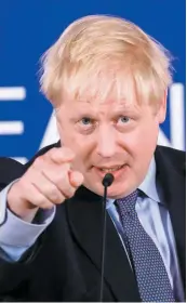  ?? PHOTO AFP ?? Devant la presse à Bruxelles, Boris Johnson s’est dit « confiant » que l’accord soit approuvé par les élus britanniqu­es.