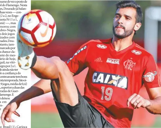  ??  ?? Henrique Dourado voltou a ser a maior esperança de gols do Flamengo com a suspensão de Guerrero