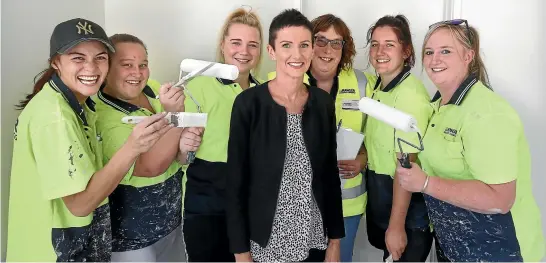  ?? JOHN BISSET/STUFF ?? Nearly half the workforce at specialist coating and flooring company Ranger is female, and they hope to encourage more women into the industry. Pictured, from left, are Sally Gaudin, Hazel Jones, Korlina Volkov, Kelly O’Malley, Julie Anderson, Laura Steer and Amanda Gillies.