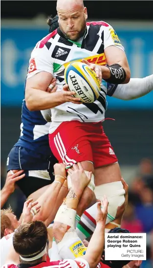  ?? PICTURE: Getty Images ?? Aerial dominance: George Robson playing for Quins