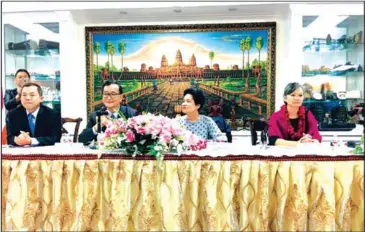  ?? SUPPLIED ?? (From left to right) Eng Chhay Eang, Sam Rainsy, Tioulong Saumura and Mu Sochua speak at a CNRM event in Texas in January.