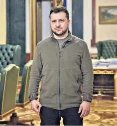  ?? ?? President Volodymyr Zelensky in the fleece that has become famous during the war