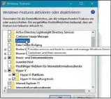  ??  ?? Ohne, dass diese Windows-Features aktiv sind, klappt es nicht mit dem Docker-Einsatz.