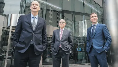  ?? AARON VINCENT ELKAIM FOR NATIONAL POST / FILES ?? From left, president and CEO Jeffrey Olin, chairman Frank Mayer and senior vice-president Andrew Moffs of Vision Capital Corporatio­n, which is heavily invested in commercial and industrial real estate.