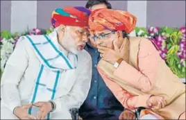  ?? ■ PTI ?? PM Narendra Modi and MP CM Shivraj Singh Chouhan in Rajgarh on Saturday.