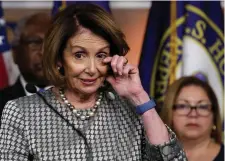  ??  ?? US House Minority Leader Nancy Pelosi reacts to the news