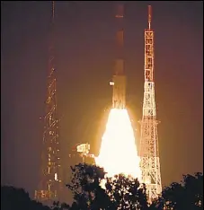  ?? PTI PHOTO ?? Isro’s navigation satellite IRNSS1H taking off from its launchpad in Sriharikot­a on Thursday.