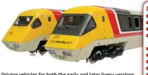 ?? ?? Driving vehicles for both the early and later livery versions showing the difference­s between the two as applied to the cab fronts.