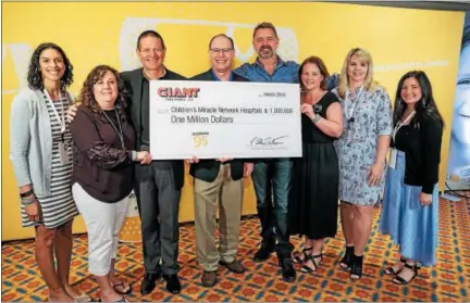  ?? SUBMITTED PHOTO ?? Giant Food Stores has announced the donation of $1 million in grants to three Children’s Miracle Network Hospitals: Children’s Hospital of Philadelph­ia, Penn State Children’s Hospital Hershey and Geisinger Medical Center. Shown here left to right are:...