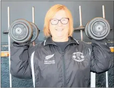  ?? TC140618SP­12B ?? RECORD breaker Delwyn Evans working out at Zero Limits on her return from the World Bench Press Championsh­ips in Finland.