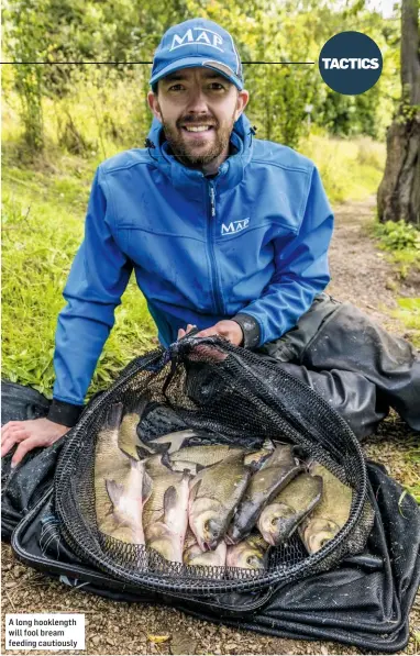  ??  ?? A long hooklength will fool bream feeding cautiously