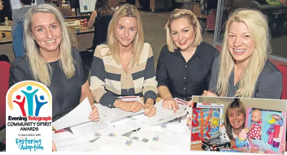  ??  ?? Events managers Laura Adam, Kerry Findlay, Dawn Campbell and Victoria Tait, senior events manager. Inset: Kiley West of the Christmas Toy Appeal.