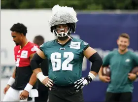  ?? MATT SLOCUM — THE ASSOCIATED PRESS ?? Philadelph­ia Eagles’ Jason Kelce walks the field during training camp at the NFL football team’s practice facility on Friday, July 29, 2022, in Philadelph­ia.