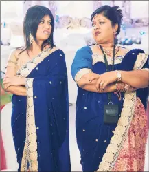  ??  ?? HOITY TOITY: Jailoshini Naidoo (left) delivers a superlativ­e performanc­e as Jennifer Kandasamy in the dramedy, Keeping up with the Kandasamys. Her neighbour, Shanti Naidoo (right), is played by Maeshni Naicker.