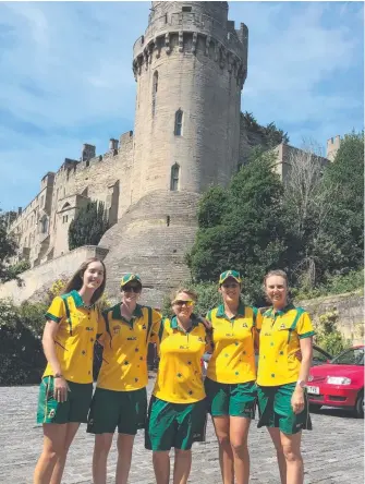  ??  ?? Chloe Stewart, Ellen Ryan, Bec Van Asch, Kristina Krstic and Kelsey Cottrell on tour in the UK.