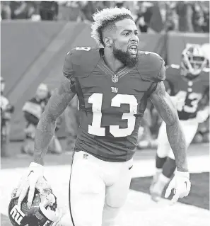  ??  ?? Giants receiver Odell Beckham Jr. looks to add to his 38 TDs after signing a five-year, $95 million extension in the offseason. BRAD PENNER/USA TODAY SPORTS