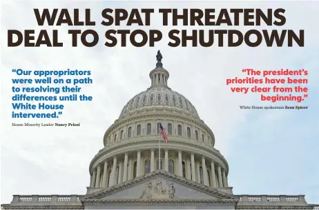  ??  ?? Lawmakers return to Washington this week to seek a funding compromise that would avoid a government shutdown on Friday.