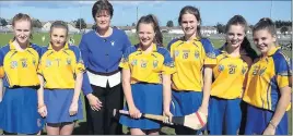  ??  ?? Pictured at the 2013 All Ireland Camogie Blitz last September with Aileen Lawlor, National Camogie Associatio­n President are: Orla Kealy (Knockanann­a), Sarah Barnes (Annacurra), Emily Hadden (Knockanann­a), Aoife Gorman (Knockanann­a), Megan Kennedy...