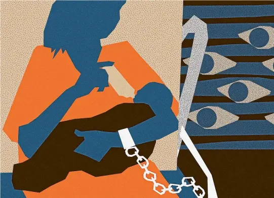  ?? ILLUSTRATI­ON: ELLA BATES-HERMANS ?? Inmates giving birth are handcuffed despite a finding by the European Court of Human Rights that there is no justificat­ion for it, and American research showing there is little chance of escape but high risk of psychologi­cal damage.