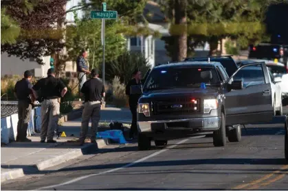  ?? Photograph: Jon Austria/Albuquerqu­e Journal/ZUMA/ Shuttersto­ck ?? Police investigat­e the scene of a shooting in Farmington, New Mexico, on Monday.