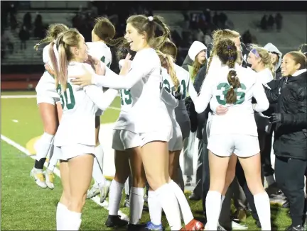  ?? MIKE CABREY — MEDIANEWS GROUP ?? The Pennridge girls soccer team celebrates after its 2-0victory over Neshaminy in the PIAA-4A semifinals on Wednesday.