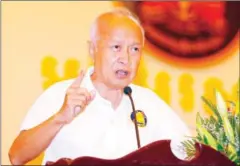  ?? HENG CHIVOAN ?? Funcinpec President Prince Norodom Ranariddh speaks at his party’s extraordin­ary congress last month in Phnom Penh.