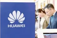  ?? — Reuters ?? The Huawei logo is seen at a forum in Shenyang, Liaoning province, China.