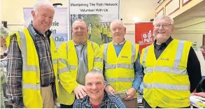  ?? ?? Out and about David Strachan, seated, is pictured with fellow BRAN volunteers, from left,Ian Richards, Ally Donald,Bruce Campbell and DerekBallo­ch