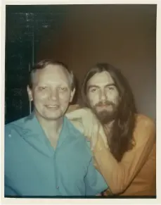  ??  ?? Below: George with Nashville pedal steel guitar legend Pete Drake, who came and played on a number of tracks during the first week in June.