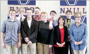  ?? LYNN KUTTER ENTERPRISE-LEADER ?? Prairie Grove High School’s 2016-17 Academic Competitio­n in Education team: (front, left) Avery Roton, Spencer Parnell, Matthew Haley and coaches Donna Mitchell, Jaime Montgomery; (back, left) Carter McKenzie, Micah Duncan, Riley Masters and Tim...