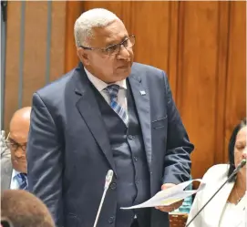  ?? Photo: Parliament of Fiji ?? Prime Minister Voreqe Bainimaram­a in Parliament.