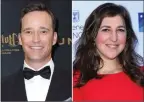  ?? The Associated Press ?? Mike Richards, left, and Mayim Bialik will form a two-person hosting team for Jeopardy! and its spinoffs.