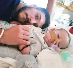  ??  ?? FIGHTING ON: Charlie Gard and his father. The doctors say his case is hopeless, but his parents don’t accept that