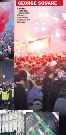  ??  ?? Thousands of Rangers supporters celebrated in Glasgow