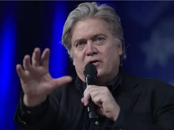  ?? (AP) ?? White House strategist Steven Bannon speaks during the Conservati­ve Political Action Conference yesterday