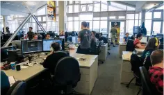  ??  ?? Around one-tenth of the Robocraft team (left) were recruited from the game’s own player community. Today, they and their colleagues share office space on Portsmouth’s waterfront with Climax Studios, the outfit at which Freejam’s team of founders met...